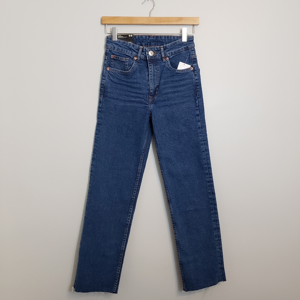 H&M High Rise Straight Fit Dark Blue Jeans